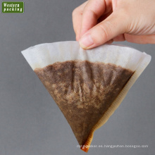 Papel de filtro de bolsa de café natural sin blanquear en forma de cono